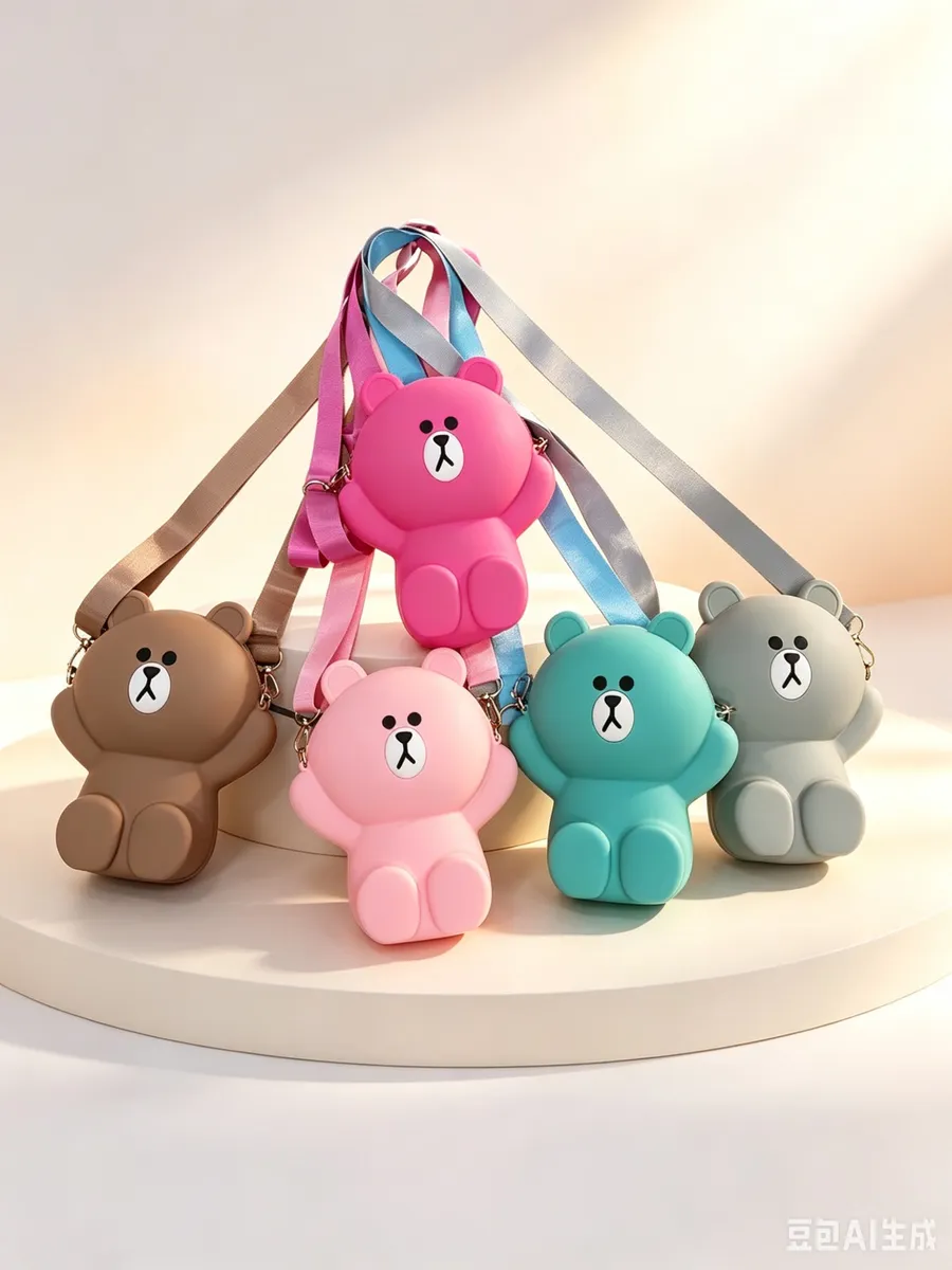 Labubu Bear Torebka PVC Różowa Brązowa Miętowa Szara