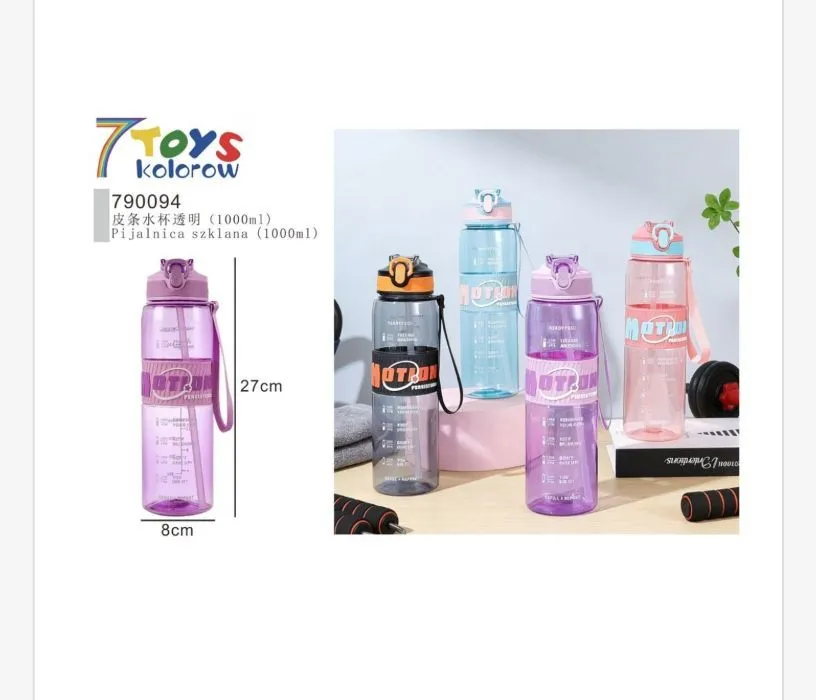 Bidon 7Toys Kolorowy Fioletowy 1000ml 27x8cm