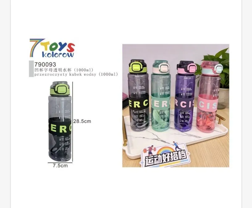 Przezroczysty kubek na wodę 1000ml 7 Toys Kolorow