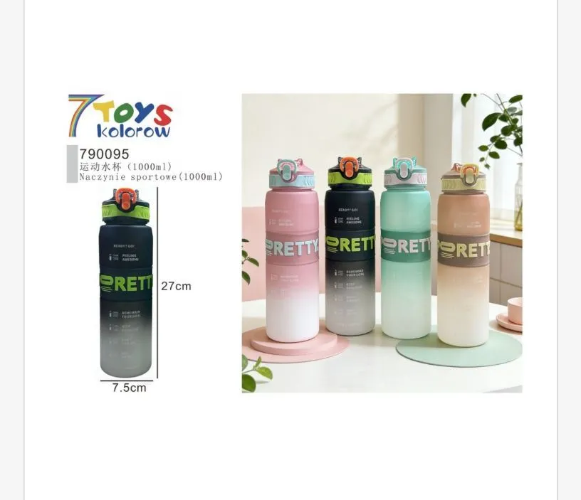 Bidon sportowy Pretty 1000ml 27cm kolorowy 7 Toys