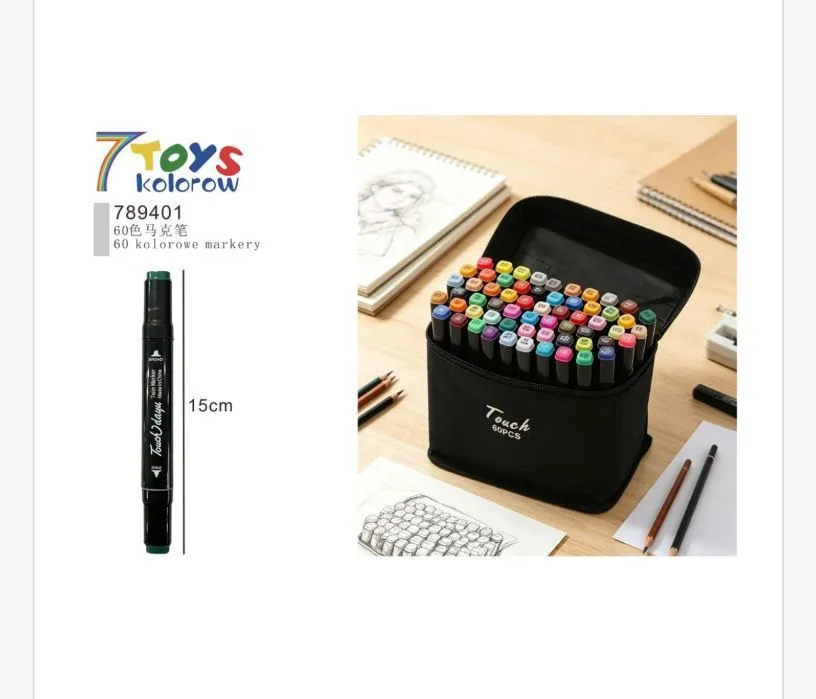 Zestaw 60 kolorowych markerów Touch 15cm w etui