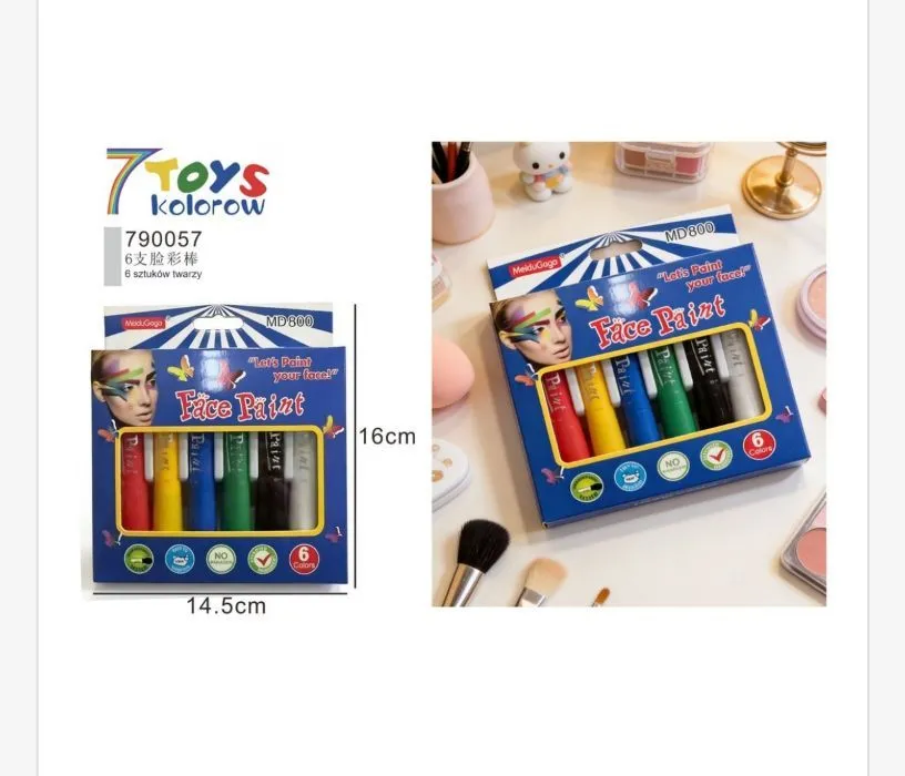 Zestaw Face Paint MeduGo 6 kolorów mazaki 16cm