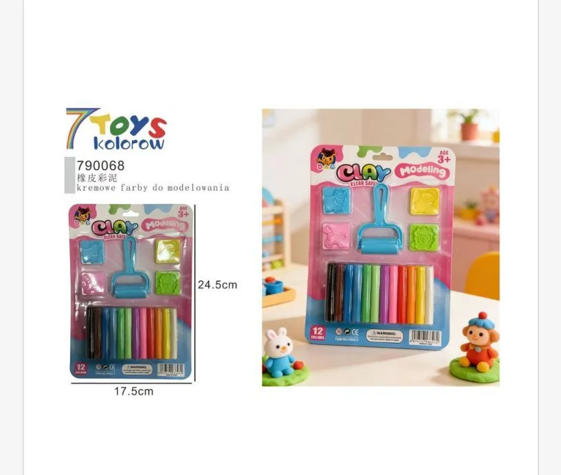 7Toys Kremowa Farba do Modelowania Clay 12 Kolorów 24,5x17,5cm