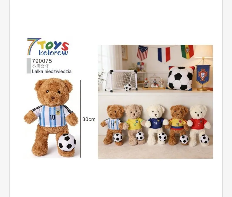 Lalka Niedzwiadka Piłkarz Argentyna 30cm 7 Toys Kolorow