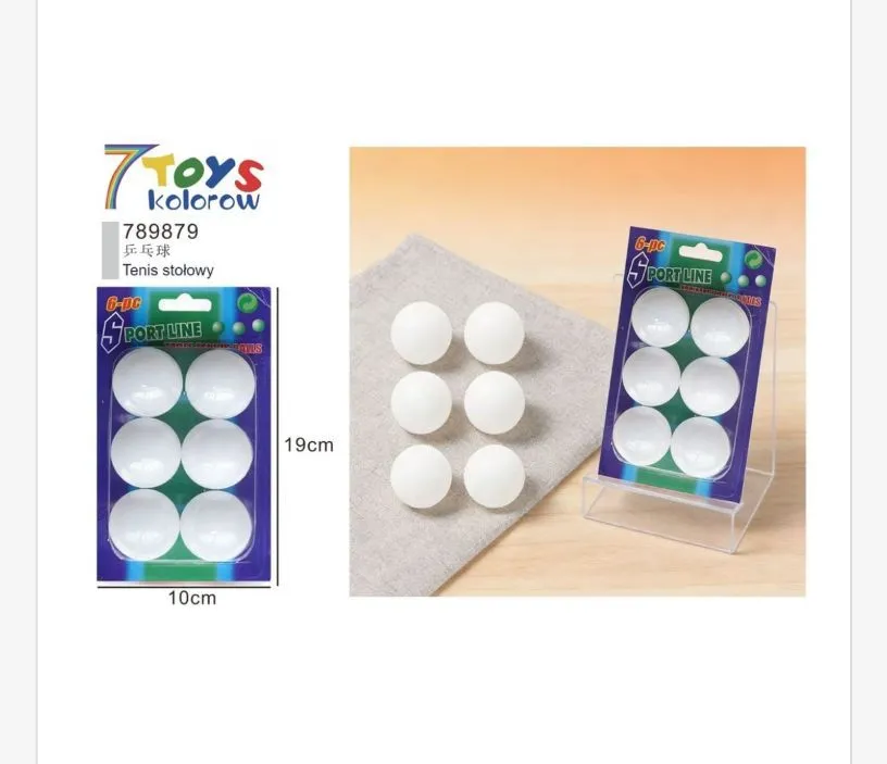 6pc Białe Piłki Tenisowe Stołowe 10cm 7Toys Kolorow