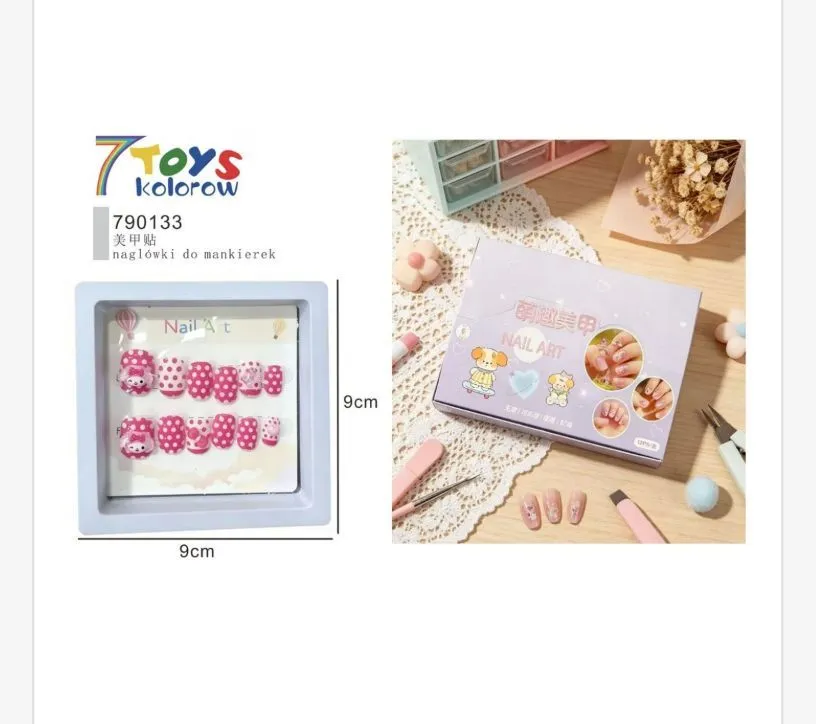 Zestaw 7Toys Kolorow Nail Art do Manicure 9cm Różowy