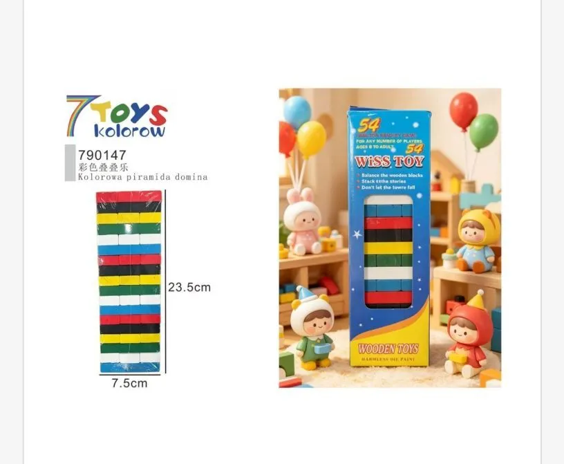 7Toys Kolorowa Piramida Drewniana 23.5x7.5cm
