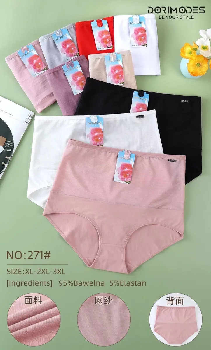 Dorimodes Majtki Bawełniane XL-3XL Różowe 95% Bawełna