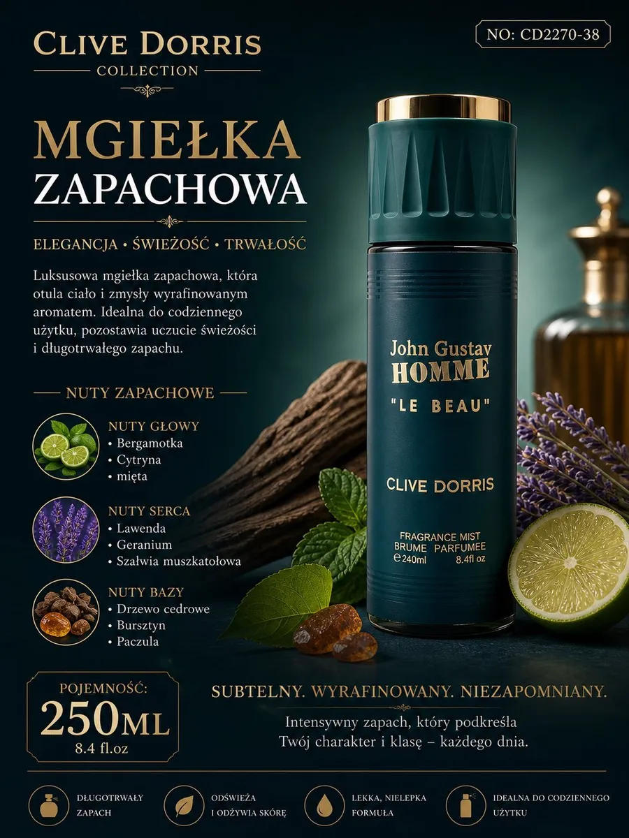 Mgiełka zapachowa Clive Dorris John Gustav Homme 250ml