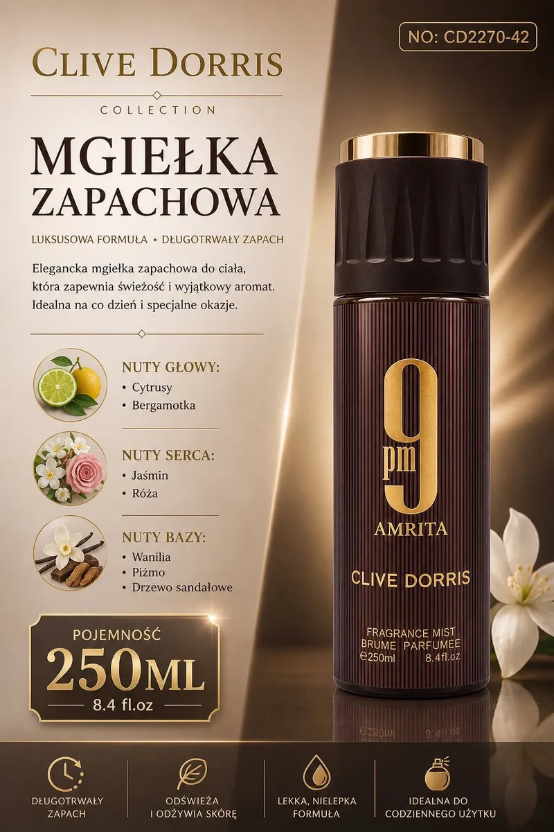 Mgiełka zapachowa Clive Dorris Amrita 250ml brązowa