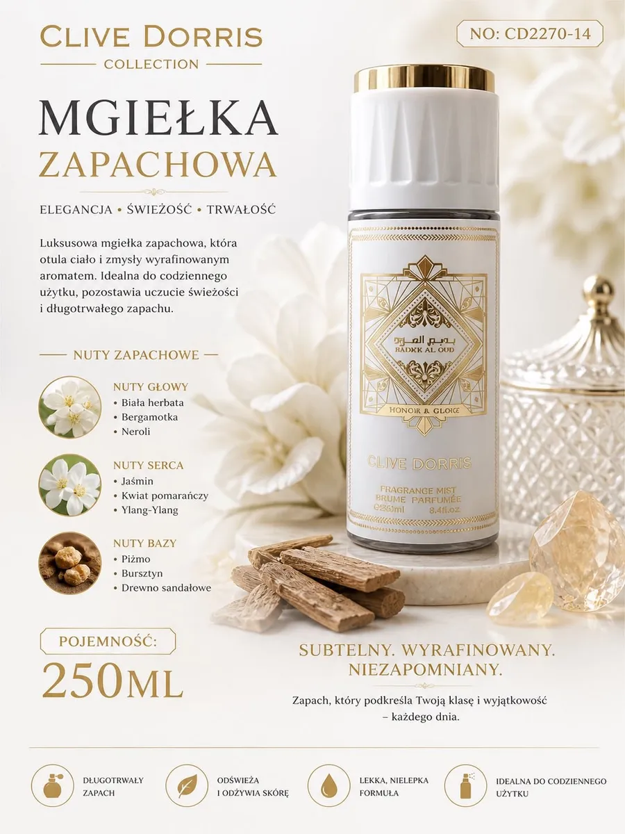 Mgiełka zapachowa Clive Dorris 250ml nuty kwiatowe drzewne