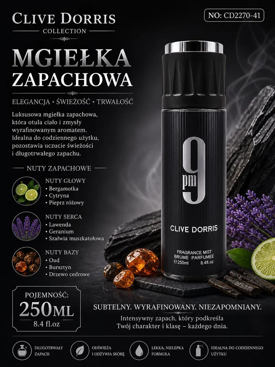 Clive Dorris Mgiełka Zapachowa 250ml Elegancja Świeżość Trwałość