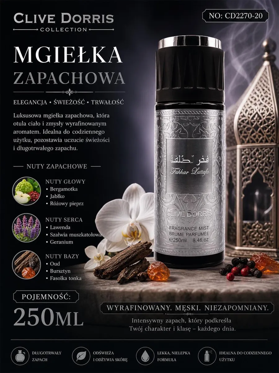 Mgiełka zapachowa Clive Dorris 250ml Tahar Lattafa męska