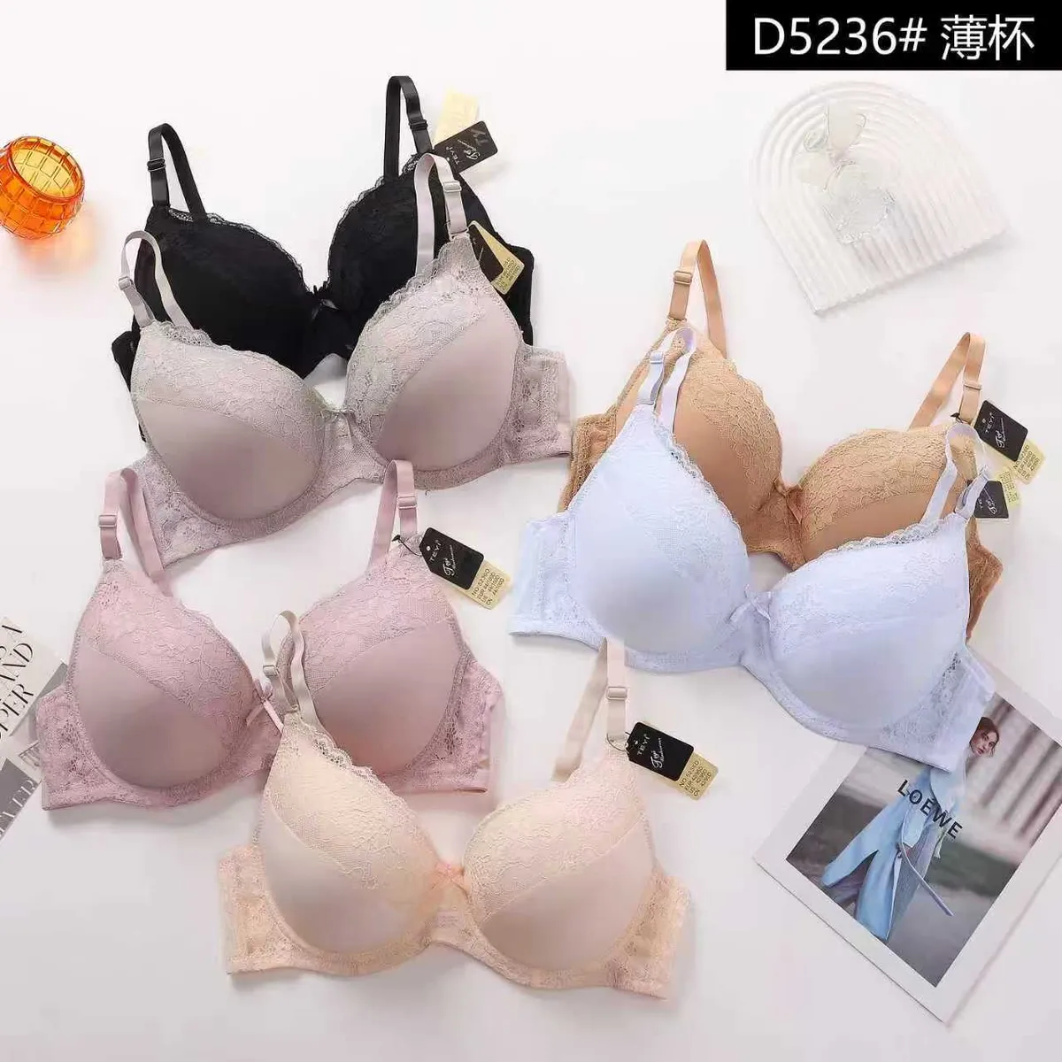 Biustonosz push-up koronkowy damski D5236 wielokolorowy