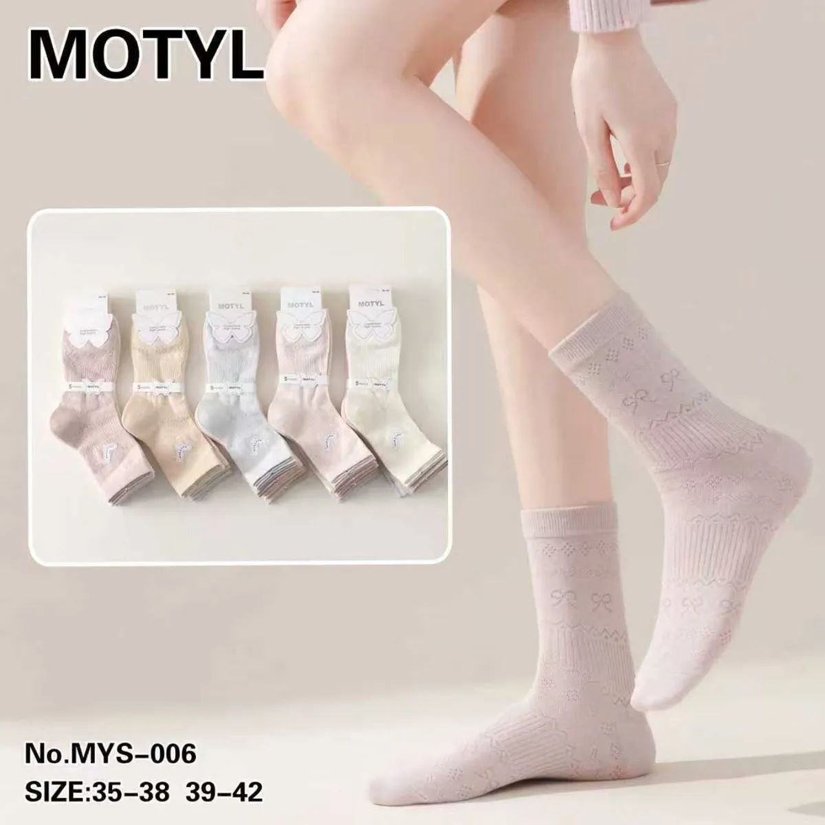 Motyle Skarpetki Damskie Pastelowe Rozmiar 35-42
