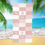 Ręcznik plażowy mikrofibra 70x140cm różowy marynistyczny