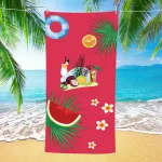 Ręcznik plażowy mikrofibra 70x140cm czerwony tropikalny