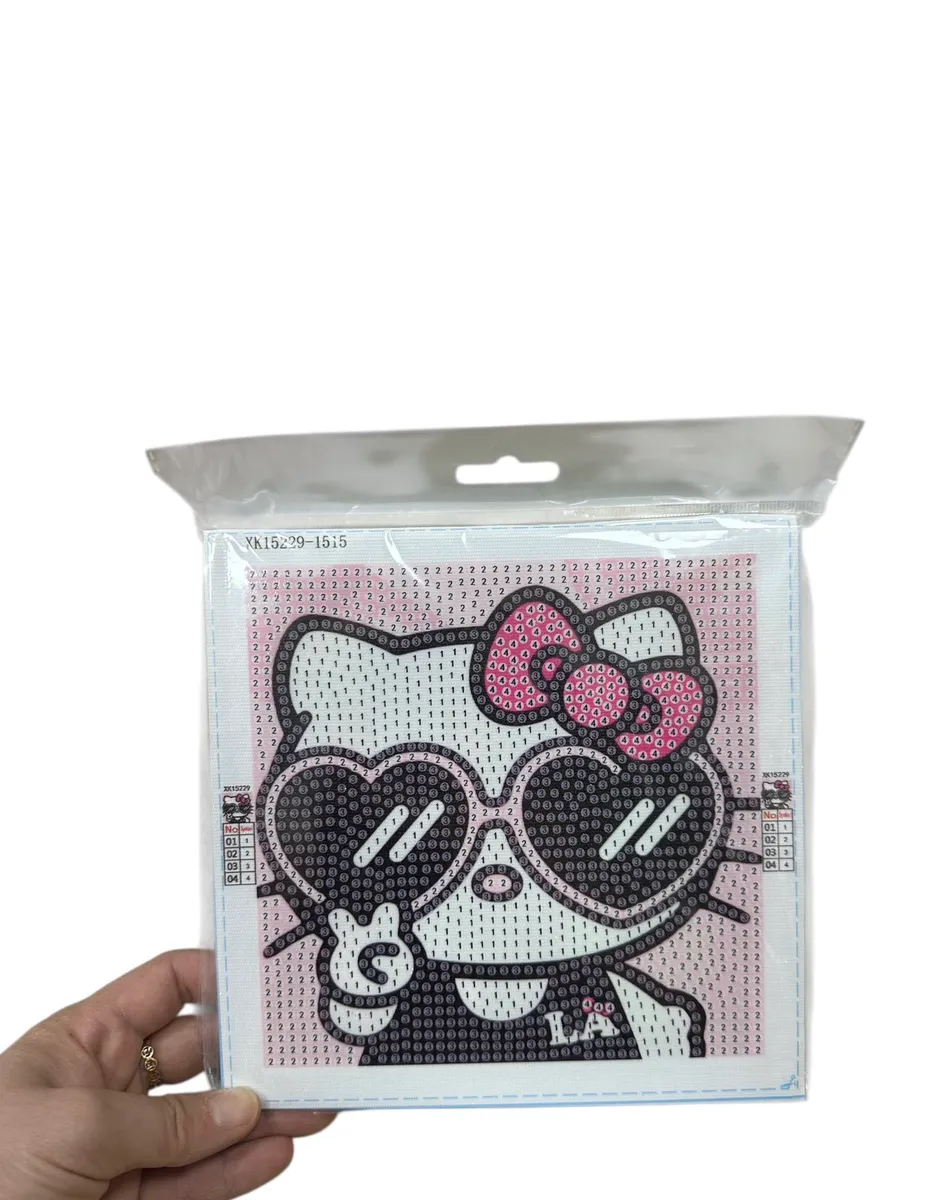 Zestaw diamentowy DIY Hello Kitty w okularach 15x15cm