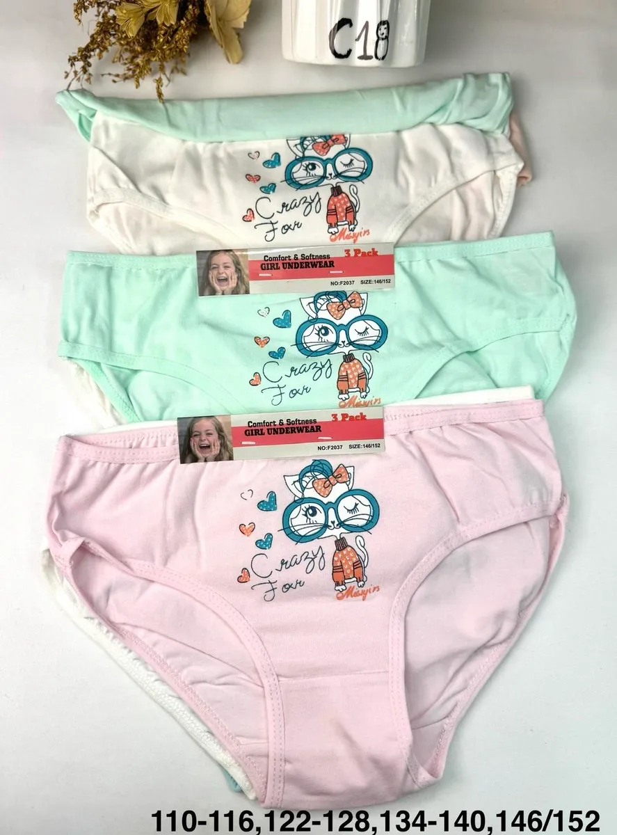 Crazy Fox 3-Pack Majtki Dziecięce Różowe Zielone Białe