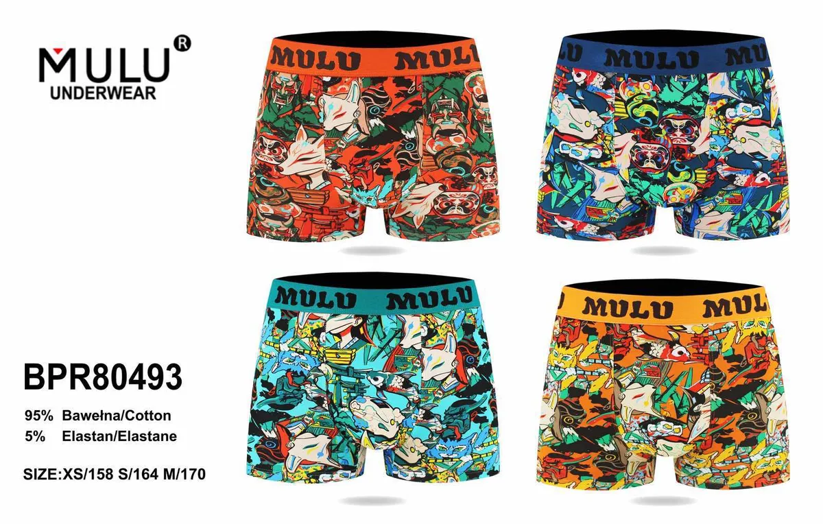 MuluLu Męskie Bokserki Anime 95% Bawełna XS-S-M