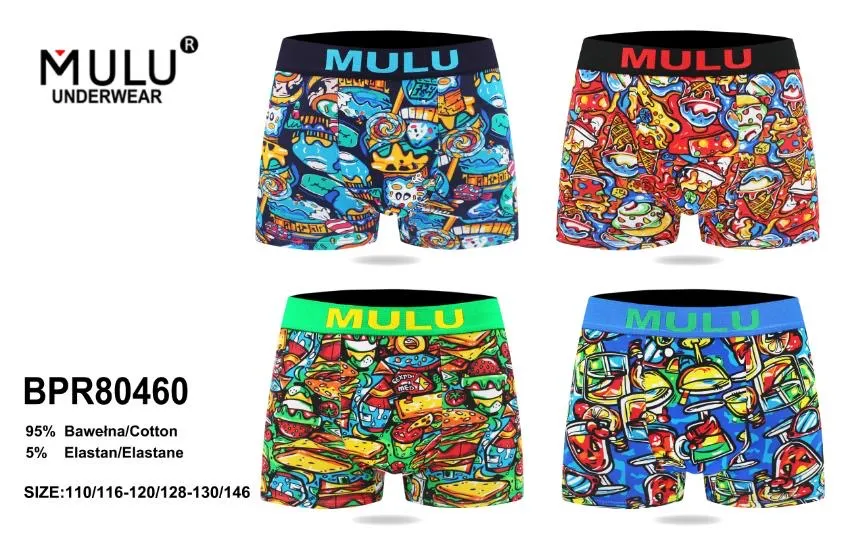 Mululu Boksery męskie kolorowe wzory 95% bawełna rozmiar 110-146