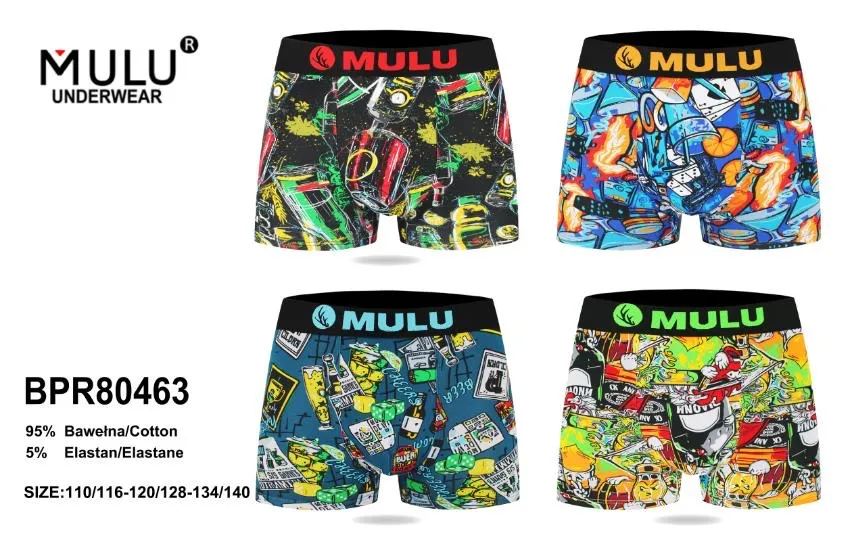 MuluLu Męskie Bokserki Grafika Streetwear Rozmiar 110-140