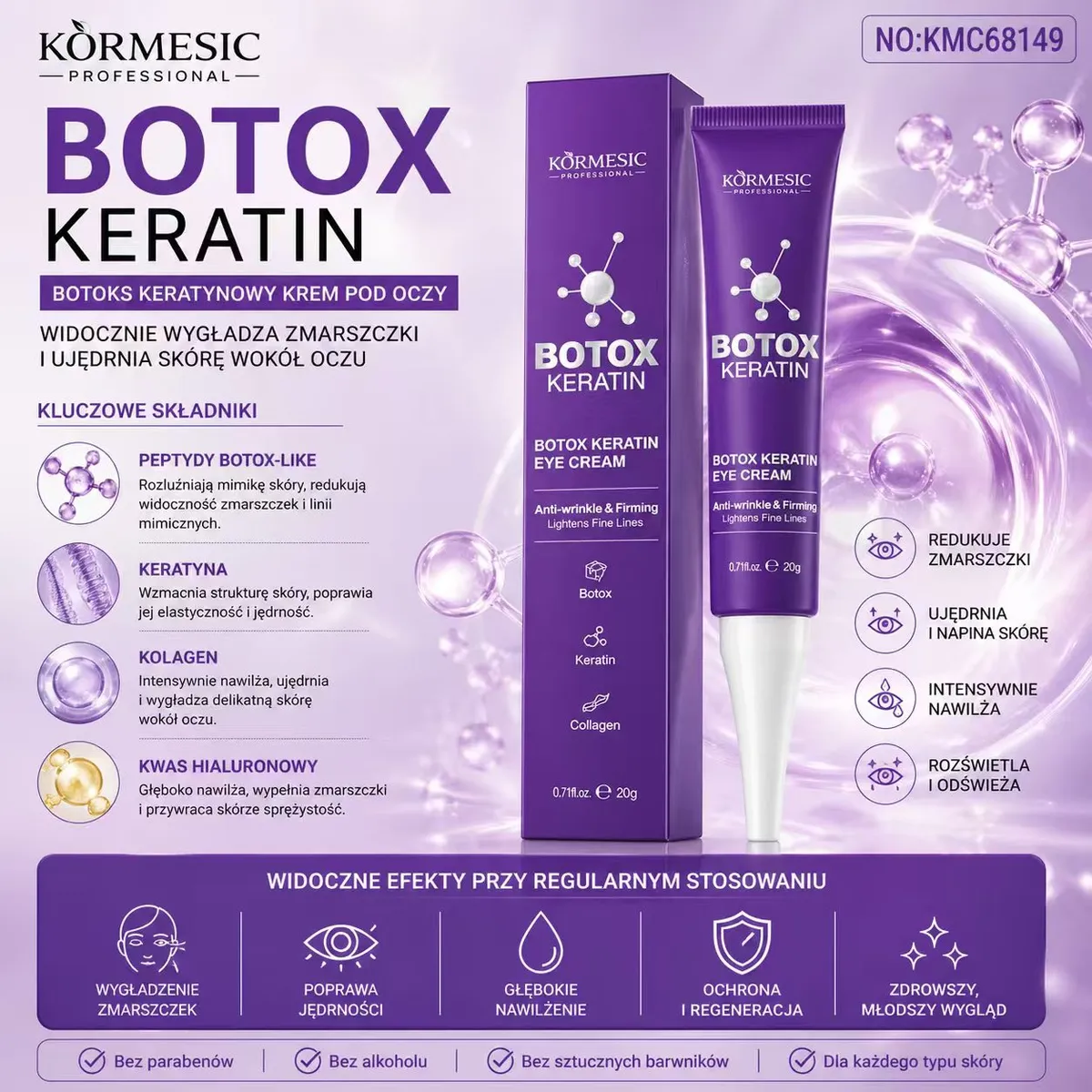 Krem pod oczy Botox Keratin Kormesic 20g Kolagen