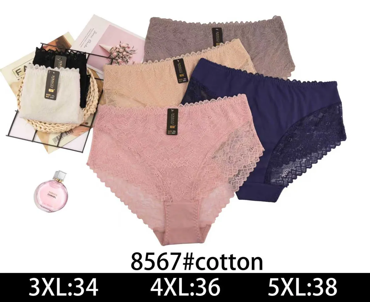 Bielizna damska majtki bawełniane plus size 3XL-5XL koronka