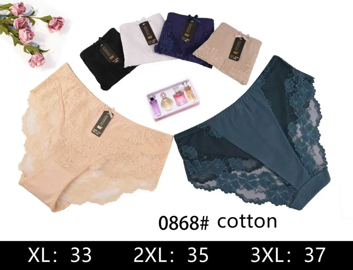 Majtki damskie bawełniane koronkowe XL-3XL 0868#