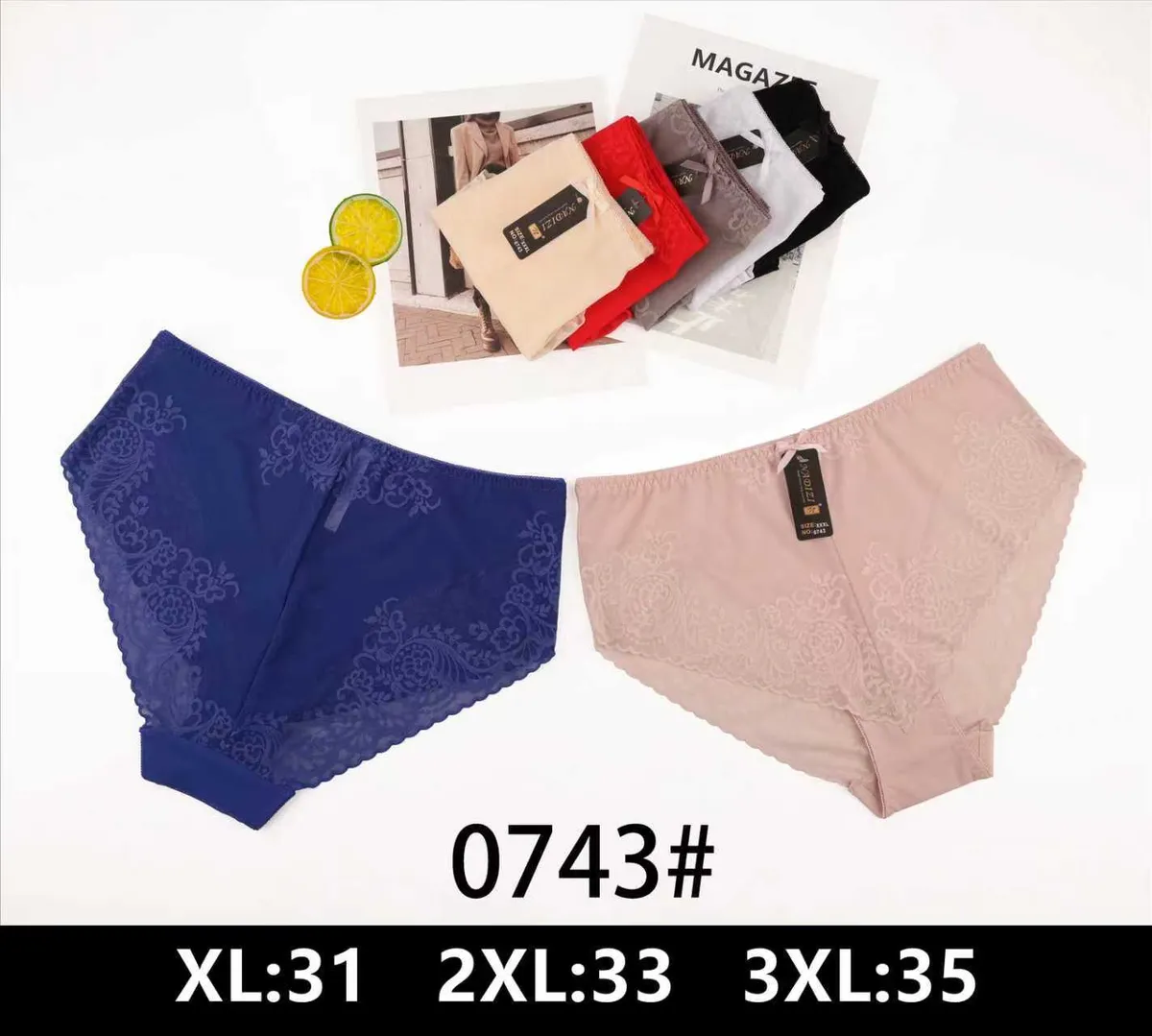 Majtki Damskie Koronkowe Granatowe XL-3XL