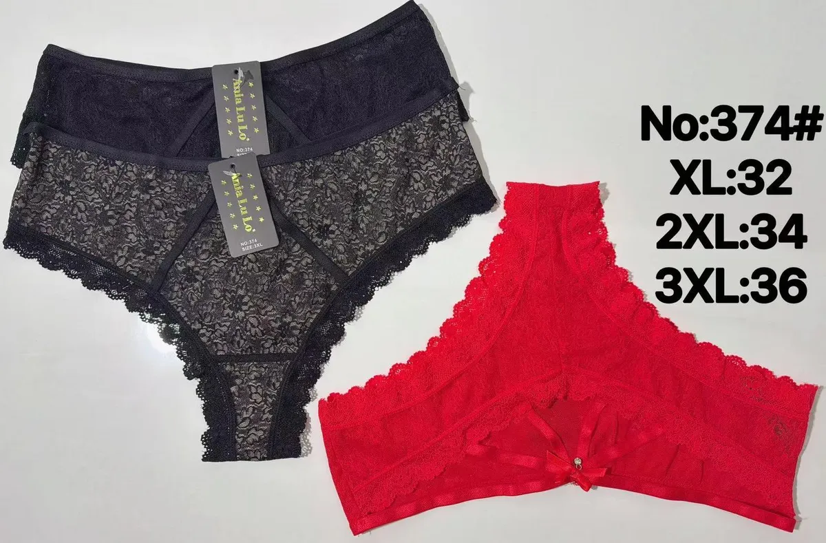Ania Lu Lu Majtki Damskie XL-3XL Czarne Czerwone Koronkowe