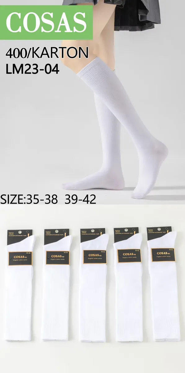 Cosasa Białe Skarpetki Organiczna Bawełna Rozmiar 35-42