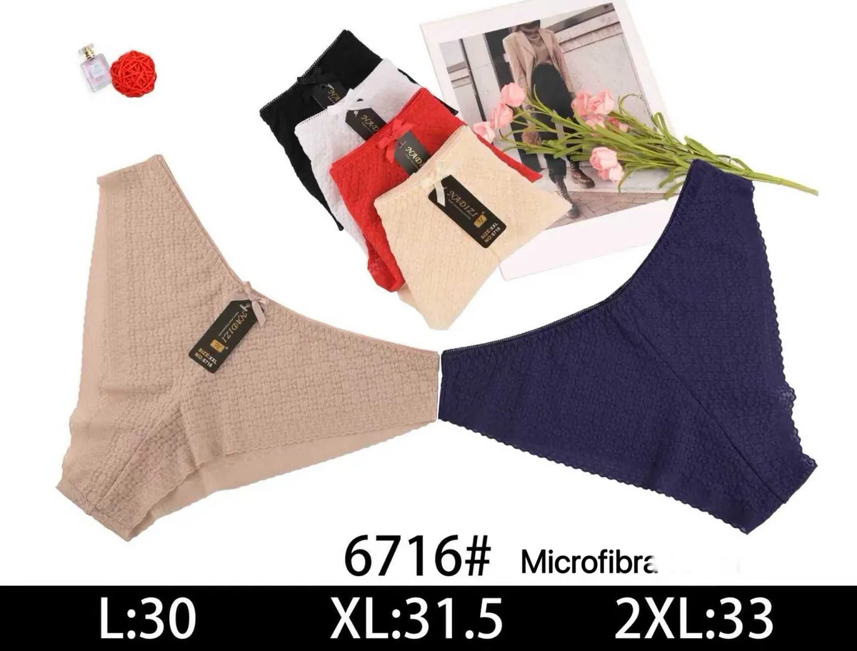Majtki damskie mikrofibra 6716 L-XL-2XL beżowe czarne