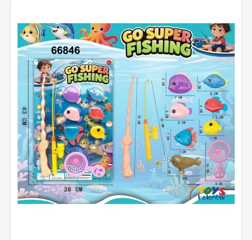 Go Super Fishing Zestaw wędkarski 28x43 cm kolorowy