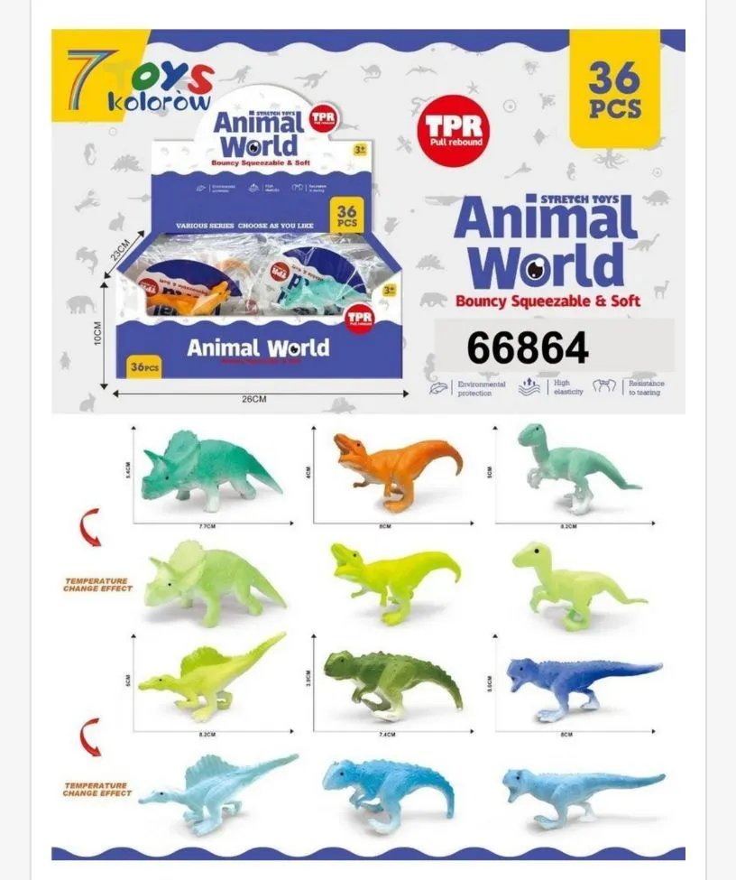 Zestaw dinozaurów Animal World Bouncy Squeeze 36 szt