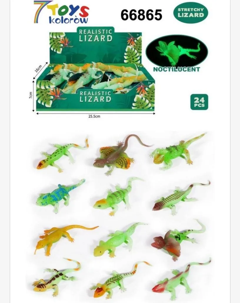 7Toys Stretchy Lizard Realistyczne Jaszczurki 25,5cm Nocnoluminescencyjne