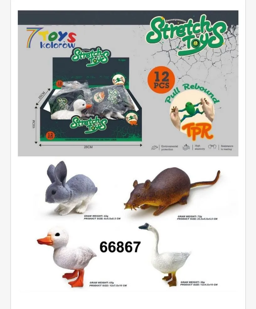 Stretch Toys Kolorowe Zwierzątka Rozciągliwe 7Toys