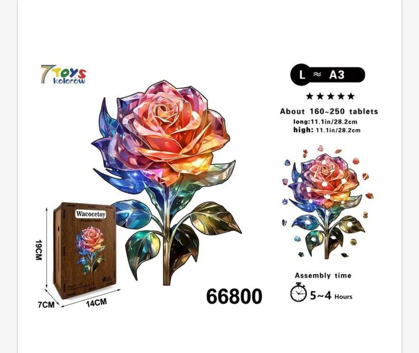 Zestaw kryształowej róży 3D Wacoetoy L/A3 160-250 tabletek