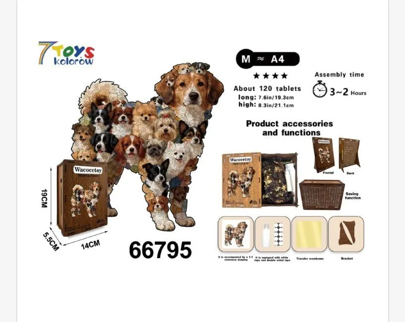 7TOYS Wacocote 3D Puzzle Pies 120 elementów M A4