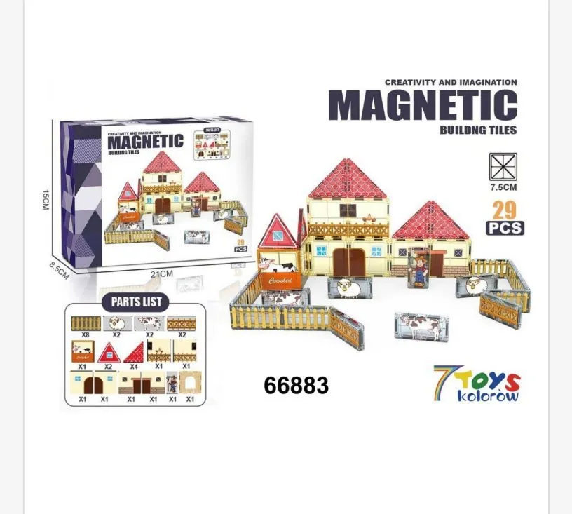 Magnetyczne Kafelki Budowlane 29 PCS Farma 7Toys