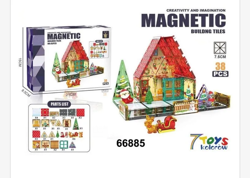 Magnetyczne Klocki Budowlane Boże Narodzenie 38 pcs 21x15x8.5cm