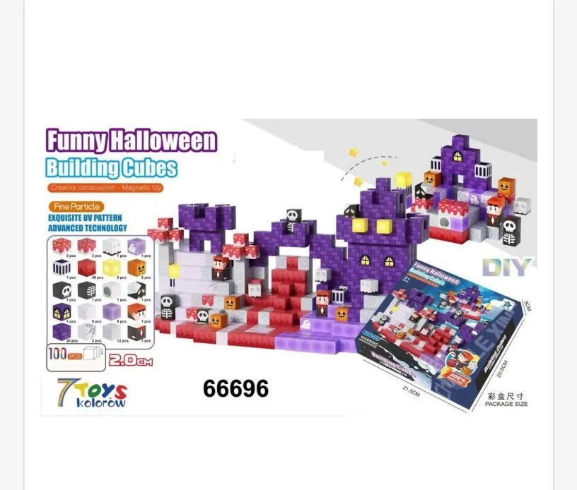 Klocki magnetyczne Funny Halloween 100 elementów 2D