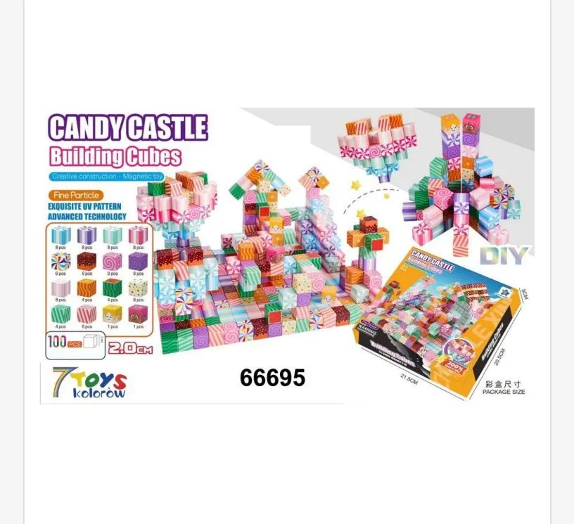 Magnetyczne klocki Candy Castle 100 szt 2cm 7Toys