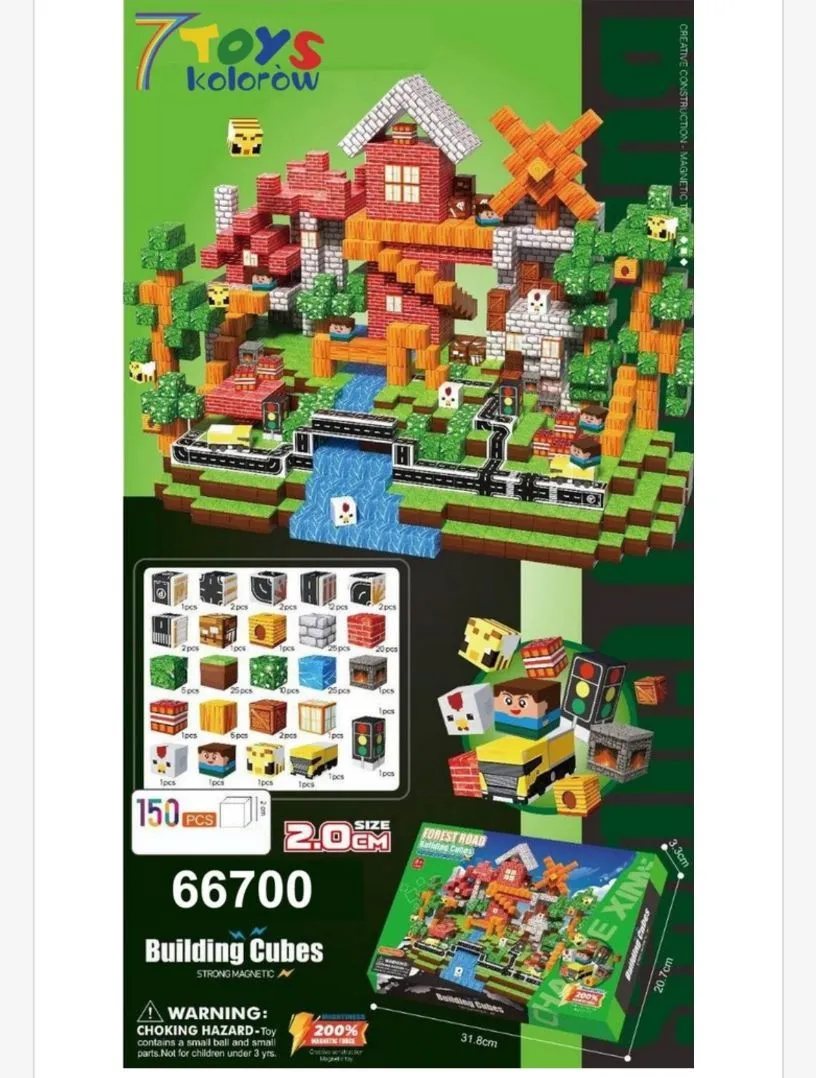 Zabawkowe klocki magnetyczne 7Toys Forest Road 150 pcs 2.0cm