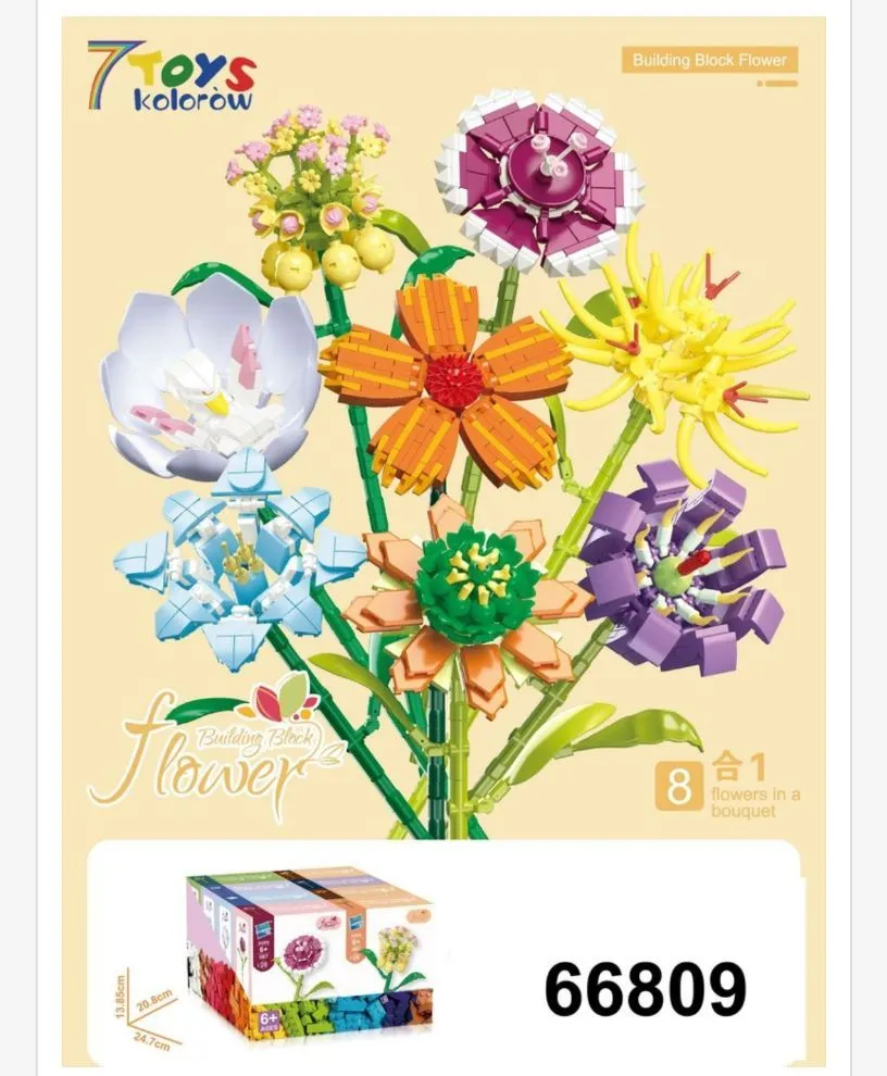 Zestaw klocków 7Toys Kolorowy Bukiet Kwiatów 66809