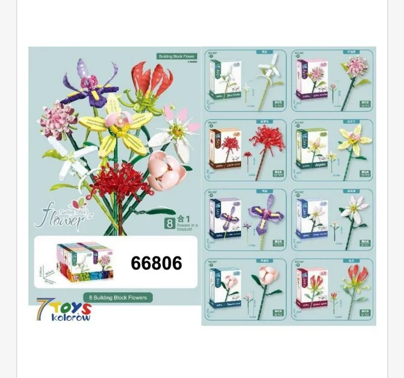 Zestaw klocków budujących kwiaty 7 Toys Kolorow 8 szt