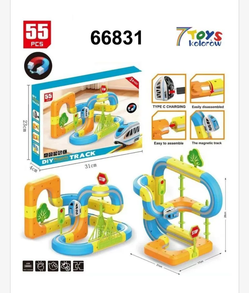 Zestaw Magnetyczny Tor Do Zbierania 7Toys Kolorowy 55 elementów
