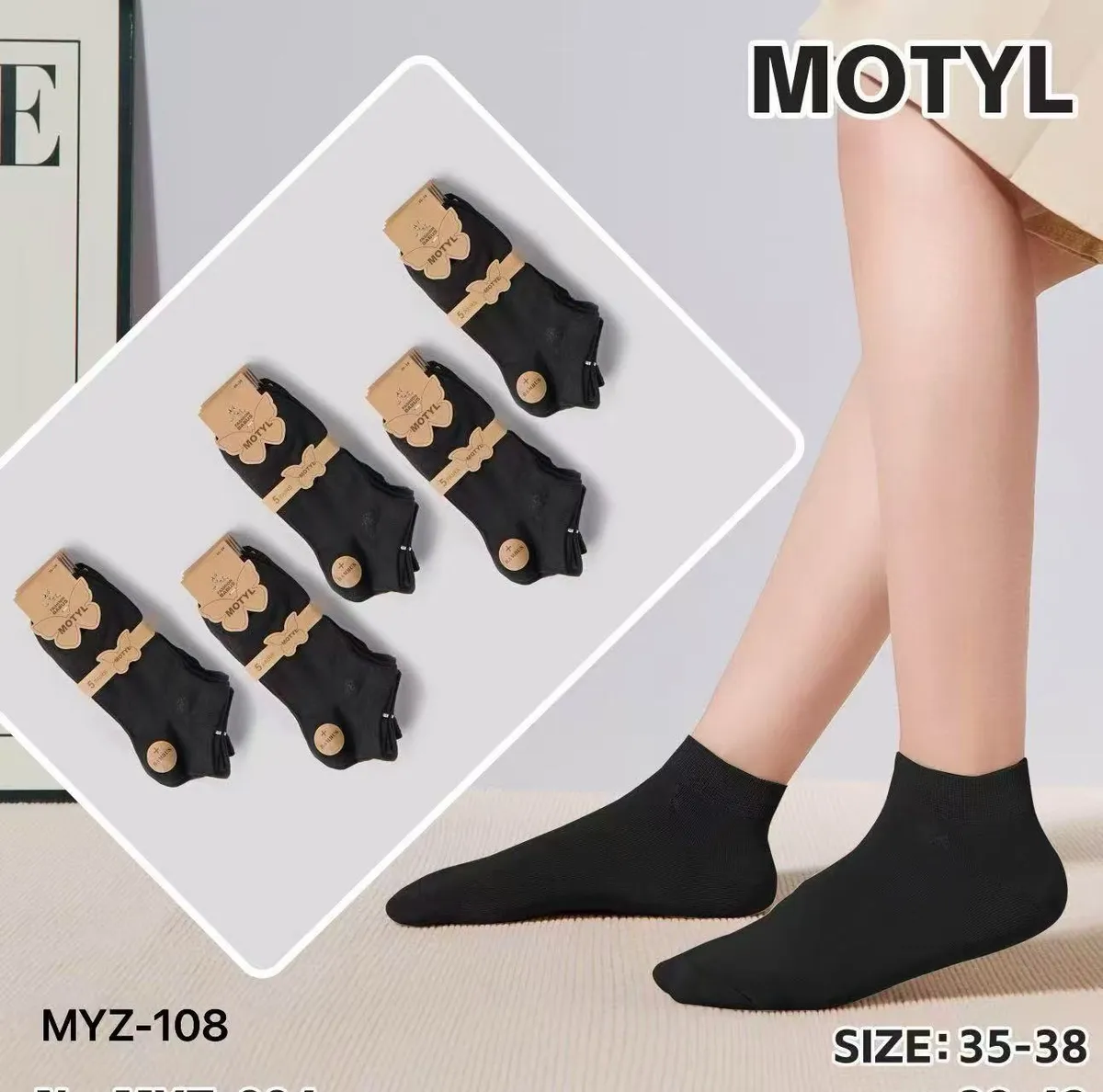 Motyl Skarpetki Stopki Czarne Rozmiar 35-38