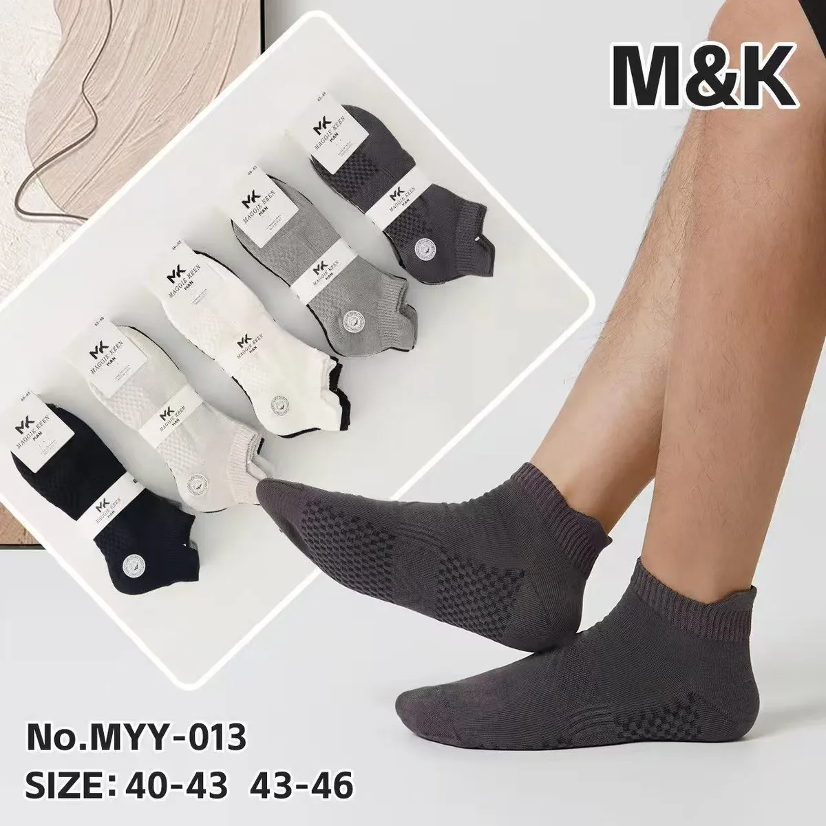 Skarpetki Męskie M&K Mesh 40-46 Szare Czarne Białe