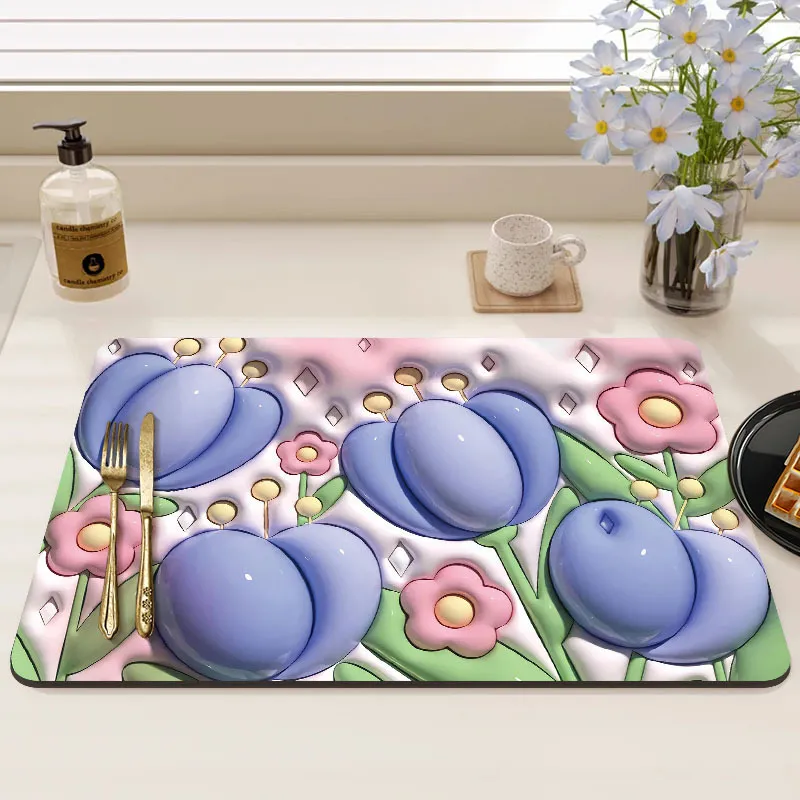 Wycieraczka 3D 38x58cm Kwiaty Błękitne